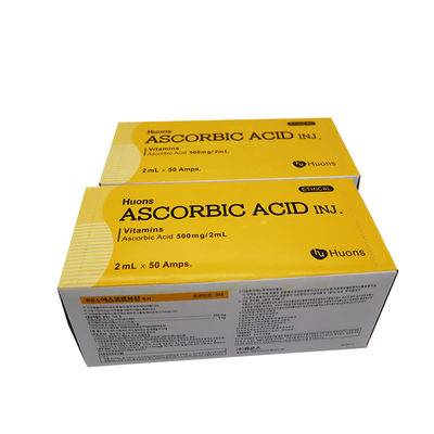 Ácido ascórbico Huons Ácido ascórbico pura Vitamina C Vc Esfregão branqueador Injecção 50 Ampolas