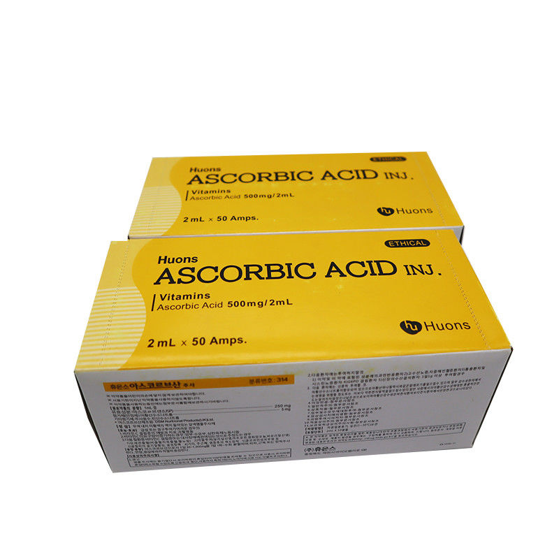 Ácido ascórbico Huons Ácido ascórbico pura Vitamina C Vc Esfregão branqueador Injecção 50 Ampolas